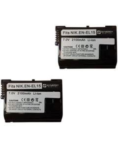 Synergy Digital EN-EL15 Battery (2-Pack) Ultra High Capacity for Nikon 1 V1, D600, D610, D7000, D7100, D750, D800, D800 SLR, D800E and D810 Cameras