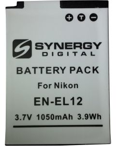 Synergy Digital Camera Battery, Works with Nikon Coolpix AW100 Digital Camera, (Li-Ion, 3.7V, 1050 mAh) Ultra Hi-Capacity, Compatible with Nikon EN-EL12 Battery