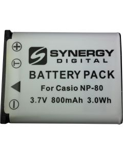 Synergy Digital Camera Battery, Compatible with Casio Exilim EX-H5 Digital Camera, (li-ion, 3.7V, 800 mAh) Ultra High Capacity, Replacement for Casio NP-80 Battery